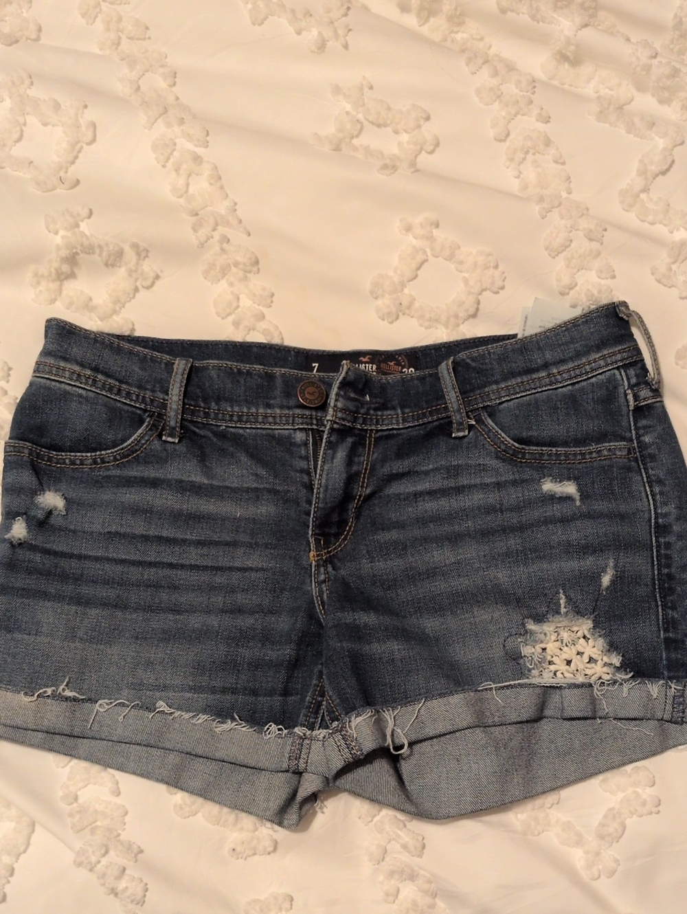 Hollister Distressed Dark Wash Denim Shorts